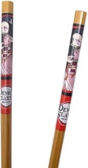 Just Funky Demon Slayer Chopsticks Set of 2 - Tanjiro and Nezuko Demon Slayer Merch Chopsticks - Includes 2 Sets of Bamboo Chopsticks - 8.85 Inches Long Anime Chopsticks