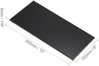 Rebower 12" x 6" x 1/4" HDPE Plastic Sheet, High Density Polyethylene Sheet Cutting Board Black Solid Block, [for DIY, Home Floor]