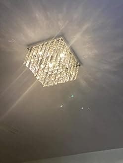 CRYSTA WORLD K9 Crystal Chandelier Modern Light Fixture(Warm White) (Design 12) L14/W14/H13
