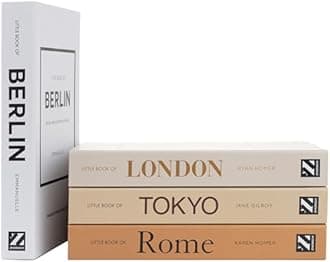 PROBENEX Mocha Medium | 4 PCS Faux Decorative Books for Home Decor | Not Real Books (Cardboard Boxes) | Coffee Table, Shelf Styling & Modern Aesthetic Accent Pieces for Living Room, Office