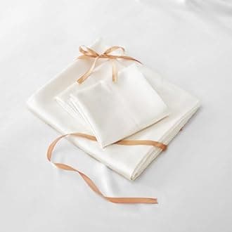 BEDELITE California King Sheets Set, Luxury Soft Ivory White Satin Sheets for Hair and Skin, Similar to Silk Bed Sheets Set 4 Pieces with 1 Deep Pocket Fitted Sheet, 1 Flat Sheet, and 2 Pillowcases