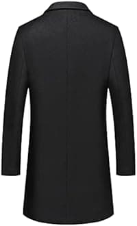 PRIJOUHE Men's Wool Coat Hoodie Long Trench Cotton Casual Woollen Overcoat Jacket Black-06 Medium