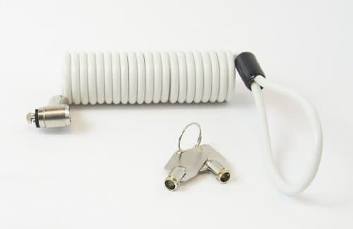 Micro Laptop Lock with White Coiled Cable