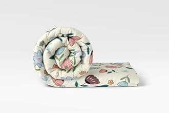 LOOMLYFE 300 TC All Season King Size AC Comforter || Blanket || Duvet for Double Bed with 1 Flat Bedsheet and 2 Large Pillow Covers - 4 Piece Comforter Set - PeachFlower