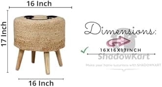 Dori Combo Ottoman | Handwoven Pouffe Stool Set for Home Decor | Durable & Stylish Footrest for Living Room & Balcony | 16x16x17 Inch (Combo Smiley-Jute)