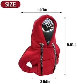 Car Gear Shift Cover, Fashionable Hoodie Car Shift Knob, Winter Warm Gear Shift Knob Cover Sweater Shirt,Auto Interior Accessories Shift Knob,Universal Car Decor Accessories (RED)