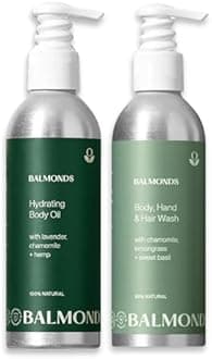 Balmonds Bath & Body Spa Gift Set, Mothers Day Pampering Gift for Women, 100% Natural Shampoo & Body Wash and Bath and Body Oil for Dry Sensitive Skin