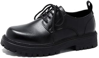 Mens Leather Black Platform Lace Up Lugs Sole Oxfords Shoes Modern Comfortable Classic Chunky Heel Increase Height Business Formal Dress Shoes for Wedding Work Party Office