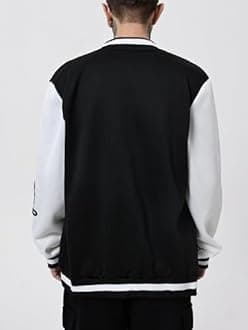SOLY HUX Men's Varsity Jacket Letter Print Color Block Long Sleeve Baseball Jacket Coat