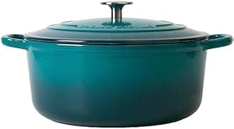 EDGING CASTING Dutch Ovens with Lid, Enameled Cast Iron Covered 5.5 Quart Dutch Oven with Dual Handle, Darkcyan