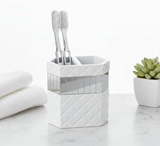 Quilted Mirror Bathroom Set, 4-Piece Includes Lotion Dispenser, Toothbrush Holder, Tumbler & Soap Dish - Decorative Bathroom Accessories Set, Best Gift Package- Great Bath Gift Set