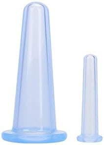 ACS Facial Cupping Set Silicone Suction Massage Cups Acupuncute Manual Therapy Face Massger, Transparent, Set of 2