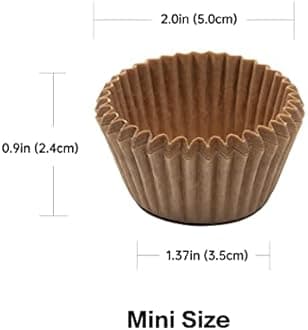 Non-Stick 400pcs Mini Cupcake Liners for Baking, Natural parchment muffin liners for Mini Muffin Pan, Cupcake Pan, Food Grade, Non Stick, Greaseproof