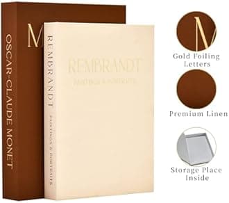 Set of 2 Linen Boxes Decorative Book for Home Decor Aesthetic Fake Books for Modern Home Decoration Storage Box(Brown-Beige)