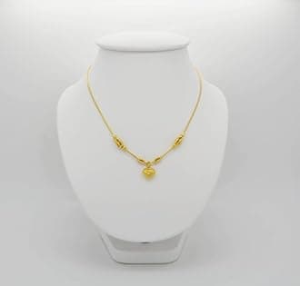 Gorgeous 22k 23k 24k Yellow Gold Plated Women Heart Drop Necklace 18" 1.5 mm