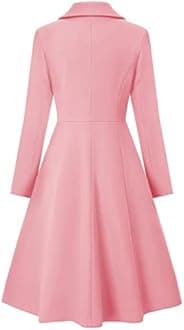 CURLBIUTY Women's Pea Coat Double Breasted A Line Long Trench Coat Winter Dress Coat with Pockets