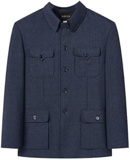 HBODHBGS Elderly Men's Zhongshan Suit Set, Dad's Spring and Autumn Suit, Chinese-Style Tang Suit for Grandfathers