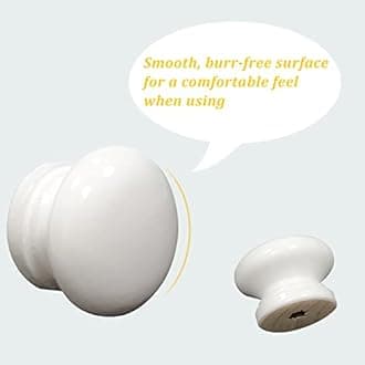 15Pcs White Wood Knobs Drawer Knobs Vintage Mushroom Shape Wooden Dresser Knobs (Diameter: 1.34 Inch, Height: 1 Inch)