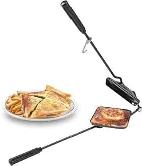 Sandwich Toaster, Hot Sandwich Maker, Non Stick Toaster Non Stick Sandwich Bread Toaster for Gas Burner Stove Sandwich Toaster - 1 pc, Black (Plain Toaster)