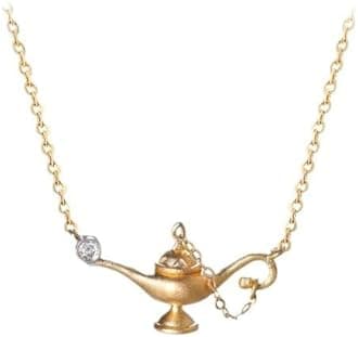 Good Luck Aladdin Magic Genie Lamp Pendant Retro Necklace for Women Classic Dainty Teapot CZ Charm Choker Legend Wishing Necklaces Adjustable Chain Birthday Jewelry Gifts for Wife Mother, one