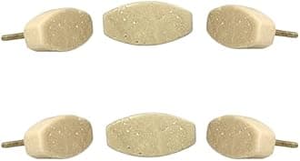 Perilla Home Set of 6 Travertine Marble Door Knobs - Decorative Round Knobs Handle with Screw - Cupboard Drawer Dresser Kitchen Cabinet Wardrobe Pulls (2.40x1x1 - Scrwe Size 1.50 inch - Beige)