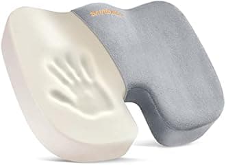 SAIREIDER Comfort Office Chair Seat Cushion, Memory Foam Coccyx Cushion Pads for Tailbone Pain, Sciatica Relief Pillow, Car Seat Cushions, Correct Sitting Posture (Grey)