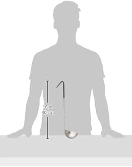 Winco Stainless Steel Ladle with Black Handle, 6-Ounce, Medium