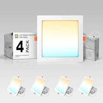 ASD - 4 Pack 8 Inch Square LED Recessed Light, 5CCT 2700K-5000K CRI90+, 20W 70W Eqv, Ultra Slim Dimmable Ceiling Lights with J Box, Gray Free Wafer Downlight, Panel Light