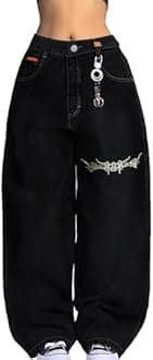 EMMIOL Women Boyfriends Hip Hop 90s Vintage Baggy Jeans Loose Denim Pants Mid-Low Waist Jeans