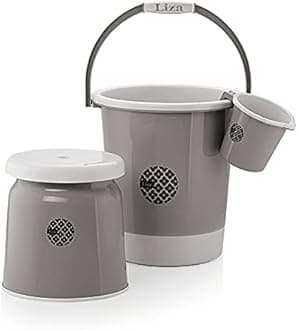 Liza Jumbo Bathroom Set Combo - 3 Pcs. (25ltr Bucket, Big Stool, 1.5ltr Mug) Plastic Bucket (Grey)