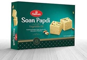 Haldiram's Popular Indian Sweets on Every Occasions Rich Flavour Soan Papdi Dessert with Almonds and Pistachios - 500G