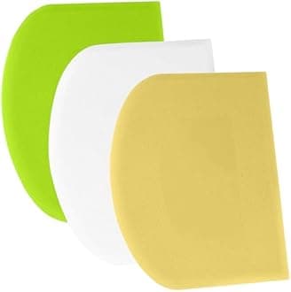 SURDOCA Dough Scraper Bench Scraper - 3P 7.1x4.9" Plastic Flexible Bowl Scraper, Sharp Edge & Angles Cake Scraper. Non-Slip Bakeware Decorating Tools Sculpting & Modeling Tools - White+Yellow+Green