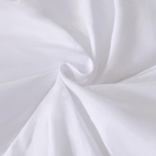 Andency White Comforters Queen Size, 3 Pieces Solid Shabby Chic Farmhouse Bedding Comforters & Sets, Lightweight Fluffy All Season Soft Down Alternative Bed Set for Women Men