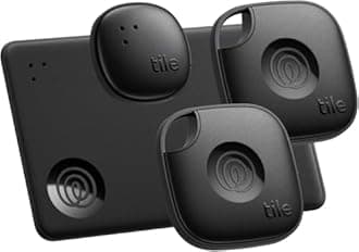 Tile by Life360 Essentials Bluetooth Trackers & Item Locators for Keys, Wallets, Remotes & More; Easily Find All Your Things. Both iOS and Android Compatible. 4-Pack (Mates/Slim/Sticker)