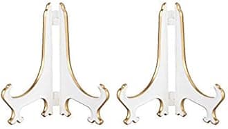 Artliving 4" White Gold Decorative Small Plate Stand Holder Plastic Picture Easel Display Stand Picture Frame Stand (2 Pack)