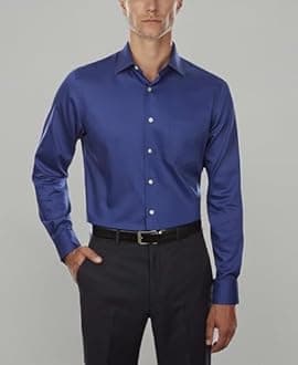 Van Heusen Men's Lux Sateen Fitted Solid Spread Collar Dress Shirt