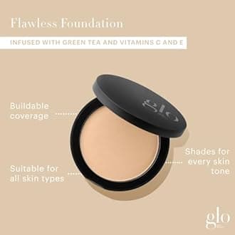 Glo Skin Beauty Pressed Base Powder Foundation Makeup (Golden Dark) - Flawless Coverage for a Radiant Natural, Second-Skin Finish
