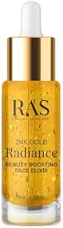RAS Luxury Oils 24K Gold Radiance Elixir Face Serum for Glowing Skin, Skin Brightening, Reduce Wrinkles, Acne, Dark Spots, Natural & Organic