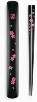 JapanBargain S-3643, Japanese Travel Plastic Chopsticks and Chopstick Case Sets, Cherry Blossom