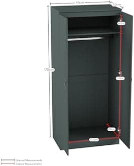 Vida Designs Riano Wardrobe, With Shelf & Hanging Rail Bedroom Storage Furniture (Jasper Green, 2 Door)