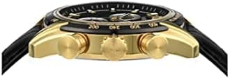 Versace V-Ray Collection Luxury Mens Watch Timepiece with a Black Strap Featuring a Gold Case and Black Dial