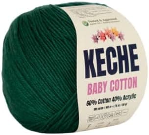 Baby Cotton, 60% Cotton 40% Acrylic Yarn, Soft Cotton Yarn for Crochet and Knitting, Amigurumi Yarn 1 Skein/Ball 1.76 Oz (50g) / 180 Yrds (165m) - Dark Green
