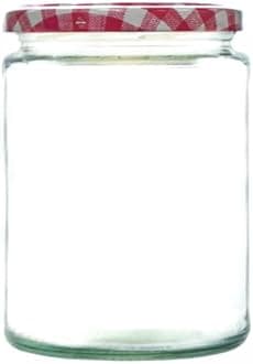 500ml Glass Food Jar with airtight Lid - A Deluxe Jam Jar for Marmalade, Honey and Home Preserves (Red Gingham Lid, Pack of 36)