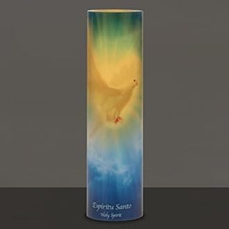 Stonebriar The Saints Collection Holy Spirit Flickering Lifelike LED Prayer Candle with Timer, Religious Home Decor, Gift Ideas for Friends and Family