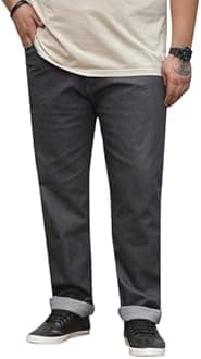 JOHN PRIDE Plus Size Men's Stretchable Mid-Rise Comfort Fit Clean Look Cotton Jeans for Men