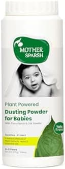 Mother Sparsh Plant Powered Dusting Powder For Babies - 330g | Talc Free Baby Powder With Corn Starch & Oat Powder