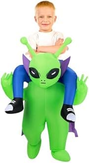 Inflatable Alien Costume, Halloween Blow up Costumes Ride On Alien Costume, Funny Cosplay Costumes for Kids Men Women