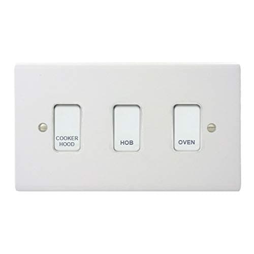 Customised Grid Switch Kitchen Control Panel - 3 Gang (White)