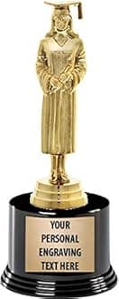 Crown Awards Graduation Trophies with Custom Engraving, 7.25" Personalized Female Graduation Trophy On Deluxe Round Base