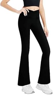 Girls' Leggings Cross Flare Pants Black High Waist Soft Stretchy Full Length Yoga Bootcut Pants for Kids Teens Dance